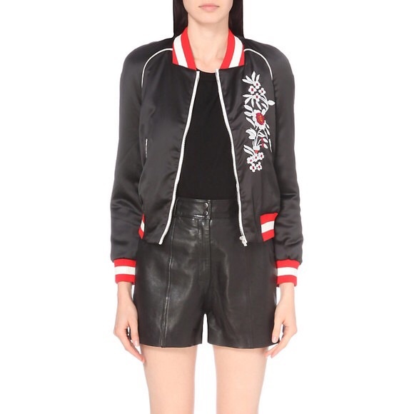 maje satin bomber jacket